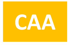 A slide depicting the text CAA