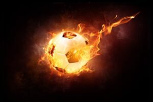 Animated photo of football with flames