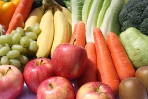 Basket full of fruits and vegetables