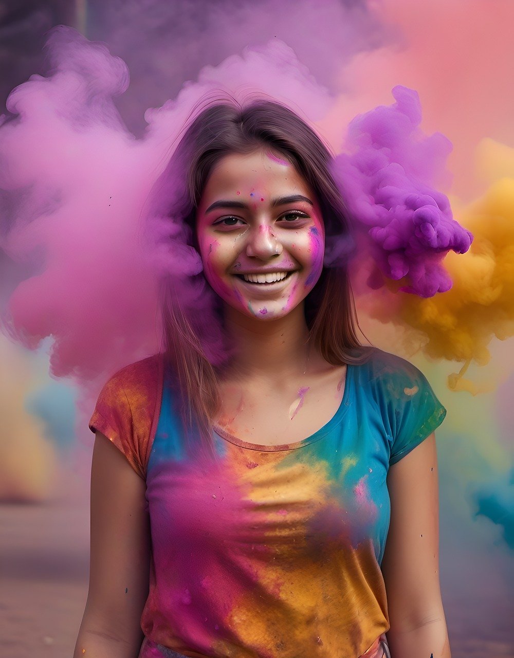 A girl which celebrating holi festival