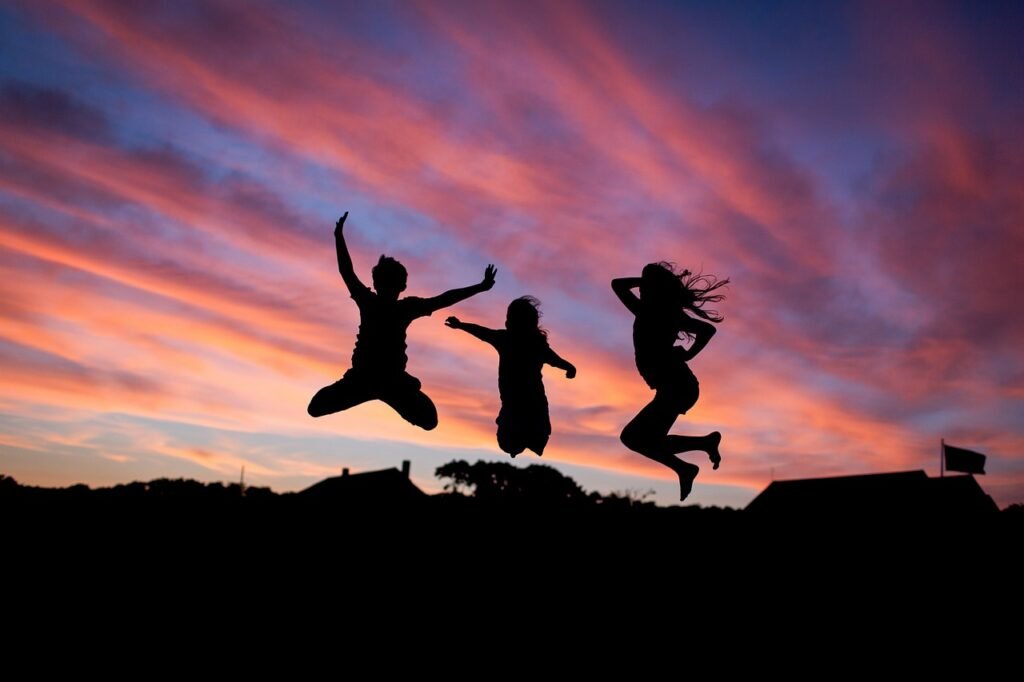 Girls dancing happily