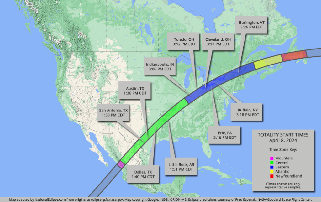 Solar Eclipse path of totality