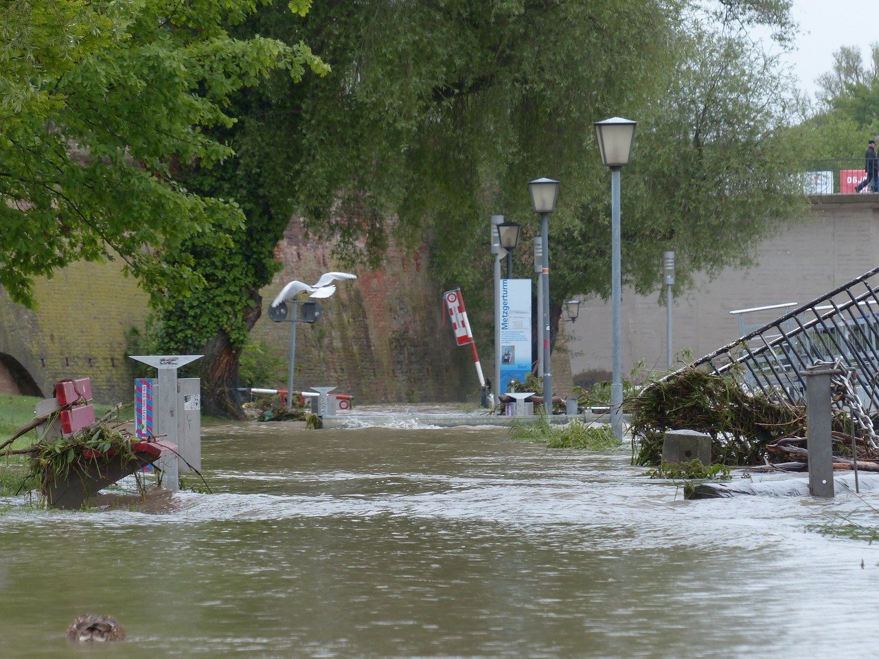 Roads in water due to flood